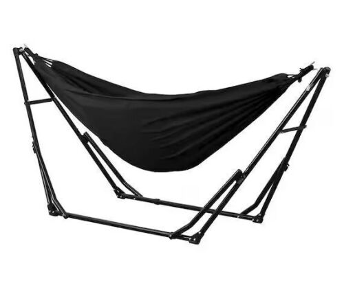 8 ft. Portable Fabric Hammock with Stand in Black