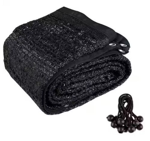 Shatex 6 ft. x 8 ft. 90% Sun Shade Cloth with Grommets for Pergola Cover Canopy, Black, 12 Bungee Balls