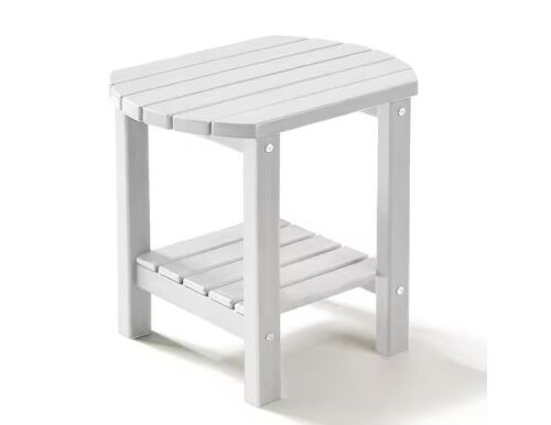 17 in. White Oval Patio Outdoor Side Table with Storage