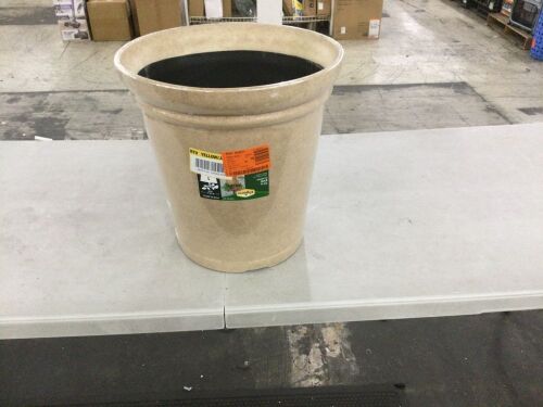 Vigoro Evie Large White-Washed Terracotta Resin Round Planter with Optional Drainage Holes(16 in. L x 16 in. W x 16 in. H)
