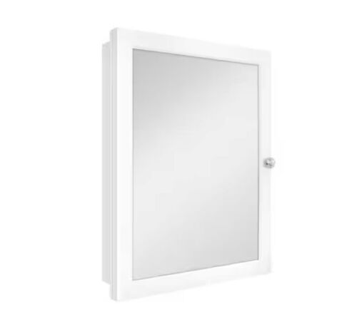Glacier Bay 20 in. W x 26 in. H Rectangular Framed Recessed or Surface-Mount Bathroom Medicine Cabinet with Mirror, White