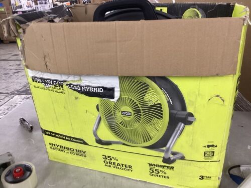 RYOBI ONE+ 18V Cordless Hybrid WHISPER SERIES 14 in. Air Cannon Fan (Tool Only)