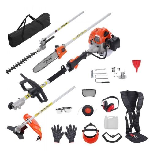VEVOR 26CC 5-in-1 Multi-Functional Trimming Tools, Gas Hedge Trimmer, Weed Eater, String Trimmer, Edger, Pole Saw Chainsaw Pruner with Extension Pole