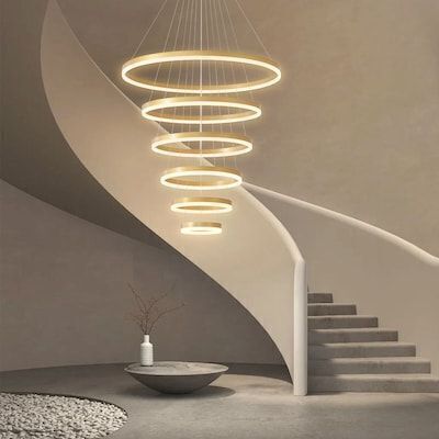 6 -Light Brushed Gold LED Acrylic Aluminum Chandelier