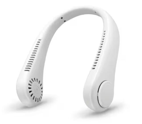 Portable Neck Fan, Lightweight Design, Bladeless Fans, 3 Speeds, 1.73 Diameter, White