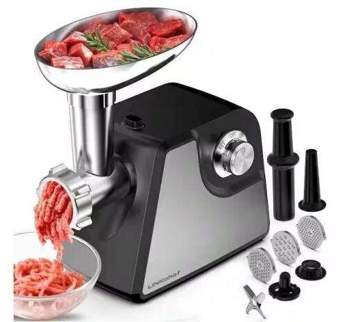 2-Adjustable Speed 2400-Watt max Heavy Duty Stainless Steel Meat Grinder in Black, ETL Approved