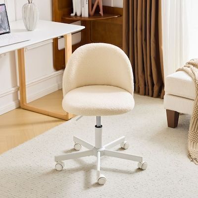 Beige Office Desk Chair with Wheels