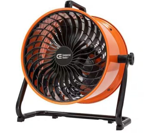 Commercial Electric 16 in. 3-Speed Drum Floor Fan in Orange High Velocity Turbo