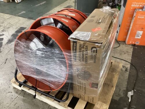 Lot of (4) Commercial Electric 24 in. 2-Speed Heavy Duty Tilt Drum Fan - Dented