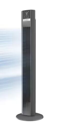 Lasko 48 in. 12-Speed Oscillating Tower Fan in Gray, Quiet Operation, DC Motor, Remote Control and 12-Hour Timer, 12 in. Dia