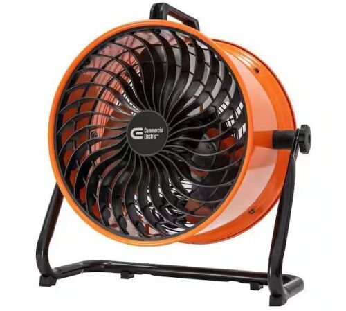 Commercial Electric 16 in. 3-Speed Drum Floor Fan in Orange High Velocity Turbo