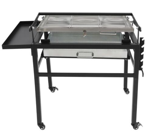 360° Rotating Charcoal Grill with Adjustable Height Charcoal Tray