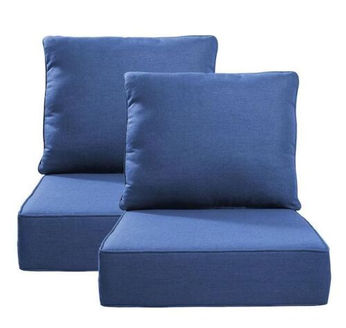 24 in., x 24 in., x 6 in., 4-Piece Repacement Deep Seating Olefin Outdoor Lounge Chair Cushion in Navy