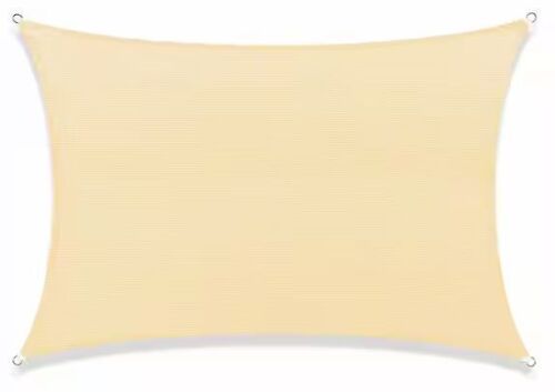 COLOURTREE 12 ft. x 18 ft. 190 GSM Beige Rectangle Sun Shade Sail Screen Canopy, Outdoor Patio and Pergola Cover