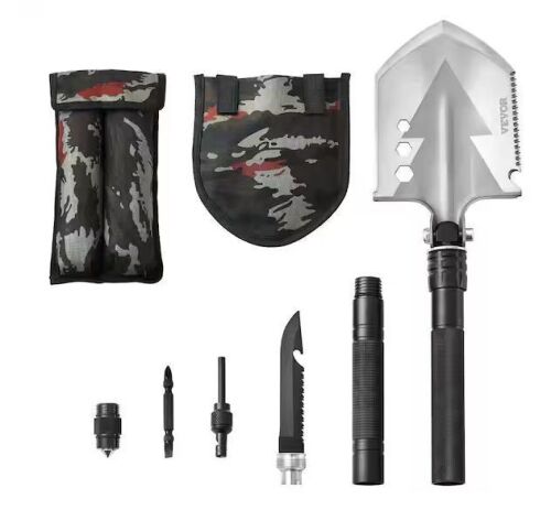 8 in 1 Camping Shovel Folding Multitool, Military Grade Portable Compact Tactical Shovel