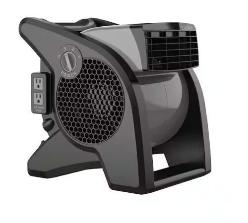 Lasko Pivoting 11.2 in. 3 Speed High Velocity Blower Fan for Home, Job Site in Gray, 375 CFM, 2 120V Outlets, Circuit Breaker