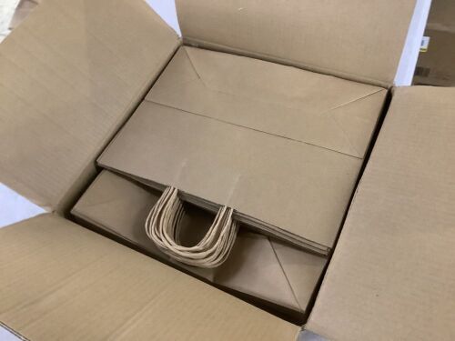 Durable Kraft Paper Bags with Handles,16 x 6 x 12 in., 50 Pack