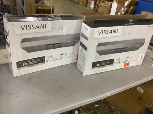 Lot of (2) Vissani Arno 30 in. 240 CFM Convertible Under Cabinet Range Hood in Stainless Steel - Uninspected