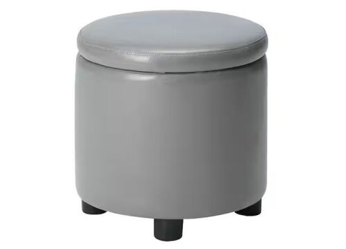 Convenience Concepts Designs4Comfort Gary Faux Leather Round Accent Storage Ottoman