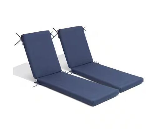 Pellebant 23 in. x 80 in. UV Resistant Outdoor Chaise Lounge Replacement Cushions in Navy Blue (2-Pack)