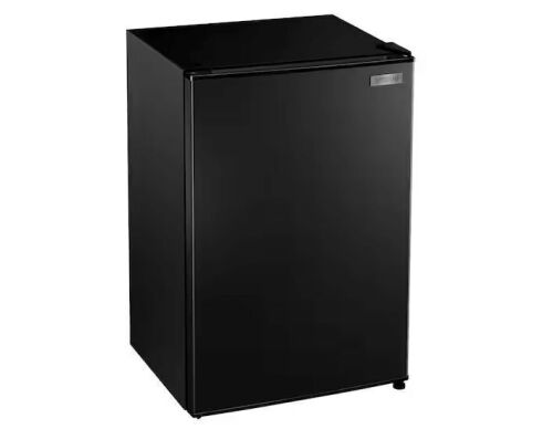 Vissani 2.6 cu. ft. Mini Refrigerator with 2-Glass Shelves and Manual Defrost in Black - Dented Corner