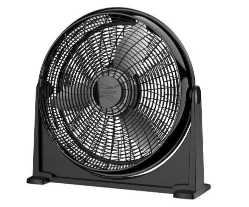 Lasko 20 in. 3 Speed Air Circulator Floor Fan for Home in Black with Wall Mount Option, Full Range Pivoting Head, Carry Handle