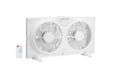 Hampton Bay 9 in. 3-Speed Digital Window Fan with Remote Control in White