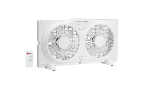 Hampton Bay 9 in. 3-Speed Digital Window Fan with Remote Control in White