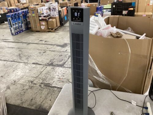 Lasko 48 in. 12-Speed Oscillating Tower Fan in Gray, Quiet Operation, DC Motor, 12-Hour Timer - Missing Remote