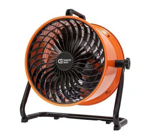 Commercial Electric 16 in. 3-Speed Drum Floor Fan in Orange High Velocity Turbo