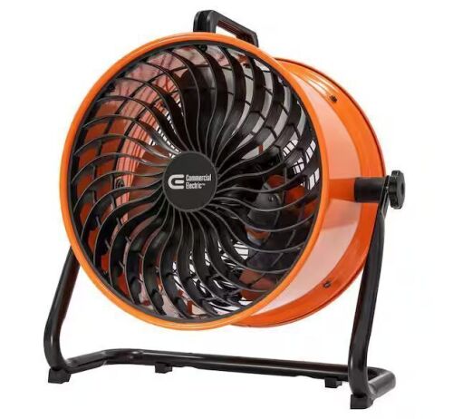Commercial Electric 16 in. 3-Speed Drum Floor Fan in Orange High Velocity Turbo