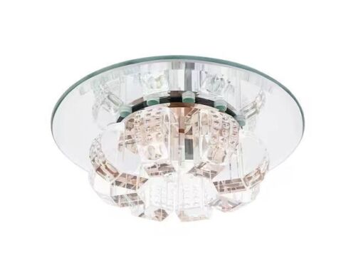 Lot of (2) 7 in. 1-Light Modern Clear Crystal Flush Mount LED Ceiling Light