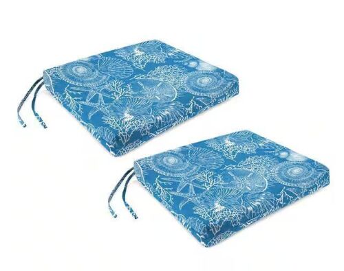 19 in. W x 17 in. D x 2 in. T Rectangular Outdoor Seat Cushion in Saltwater Sky (2-Pack)
