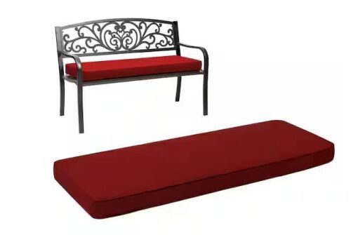 46.5 in. x 17.7 in. x 3 in. Outdoor Bench Cushion Seat Pad with Removable Cover in Red