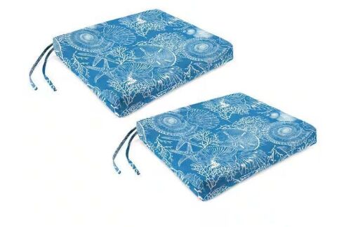 19 in. W x 17 in. D x 2 in. T Rectangular Outdoor Seat Cushion in Saltwater Sky (2-Pack)