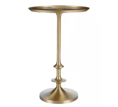 Home Decorators Collection Bellkirk Round Gold Metal Accent Table (14.5 in. W x 22.25 in. H)