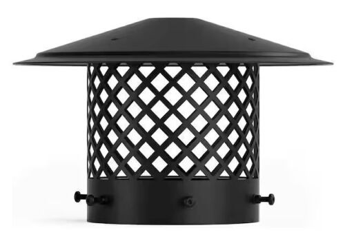 8 in. Black Round Galvanized Steel Fireplace Chimney Cap