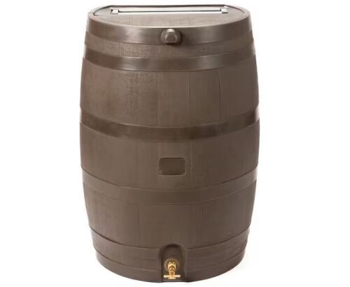 RTS Home Accents 50 Gal. Rain Barrel in Walnut with Brass Spigot