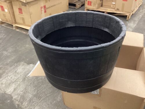 RTS Home Accents 24 in. Dia x 14 in. H Black Plastic Half Barrel Planter