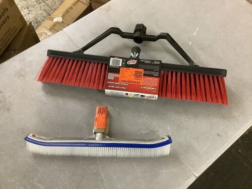 17 in. Swimming Pool and Spa Brush & 24 in. High Power Multi-Surface Industrial Grade Push Broom Head