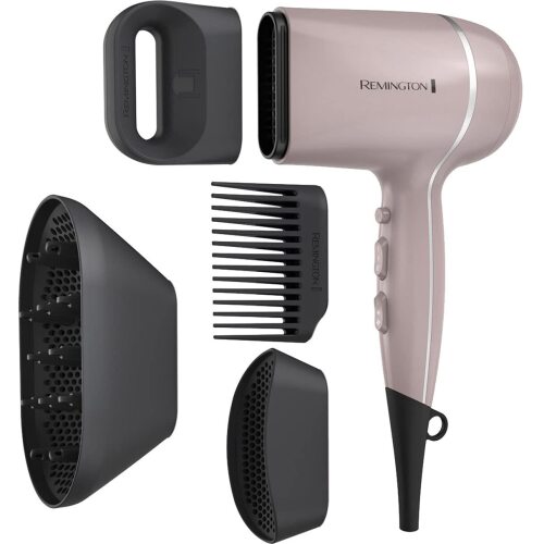 Remington Pro Wet2style Hair Dryer, Ionic & Ceramic Technology, 1875 Watts Ionic and Ceramic Drying Technology, Unique Attachments and Diffuser, stylish mauve color, 3 Heat and 2 Speed Settings