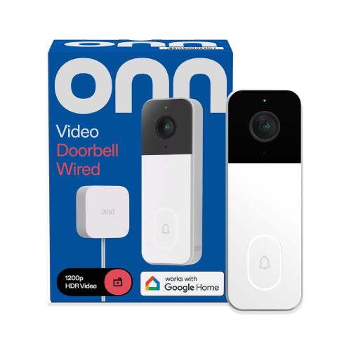 onn Video Doorbell Wired, with Google Home and Gemini, Head to Toe View, 1200p HDR – Search Video History, Event Descriptions (Existing Doorbell Wiring Required)