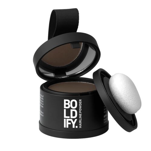 Boldify Hairline Powder, Root Touch Up Hair Color Medium Brown 4g Instantly Fills Thinning Hair & Sparse Hairlines - Root Cover Up for Gray Hair - Water-Resistant, Sweat-Proof 24-Hour Wear