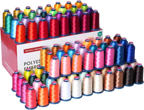 Poolin Embroidery Machine Thread Richword Selected 100 Colors 40WT (108D/2) Polyester Thread Kit Each Cone 4000M (4374Y)