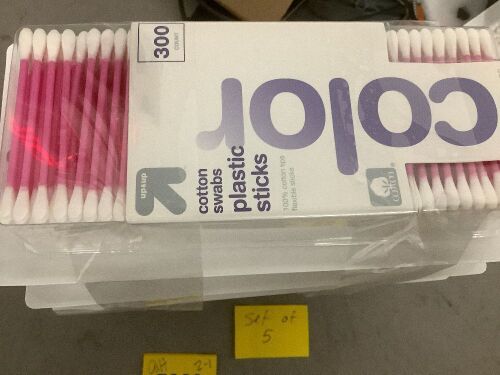 Up & Up Color Cotton Swabs Plastic Sticks 300 Count (Pack of 5)