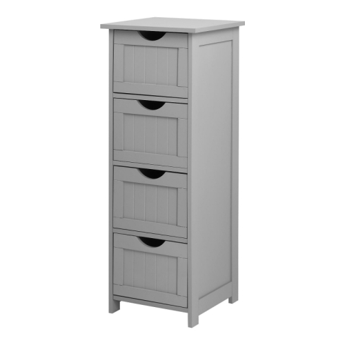 VINGLI Modern Bathroom Floor Storage Cabinet, Wood Cabinet with 4 Drawers, Cupboard Dresser Free Standing Organizer for Bedroom, Living Room, Entryway, Gray Finish