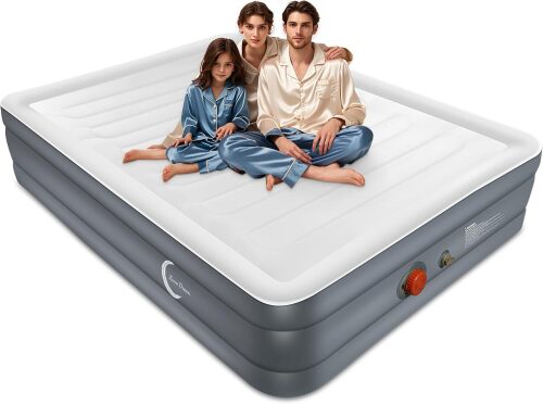 LunaDream Eclipse Series Twin Air Mattress with USB Rechargeable Built-in Pump, Wireless Inflatable Airbed, Durable Leakproof Design, Portable for Home & Camping