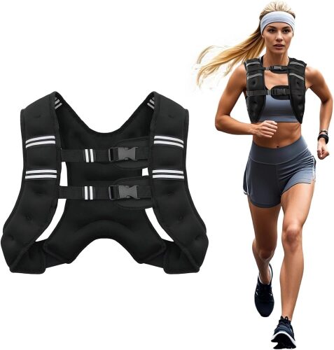 Poudee Weighted Vest, Weight Vest for Men Women, Body Weight Vests Adjustable with Reflective Stripe for Strength Training, Running, Workout, Jogging, Walking