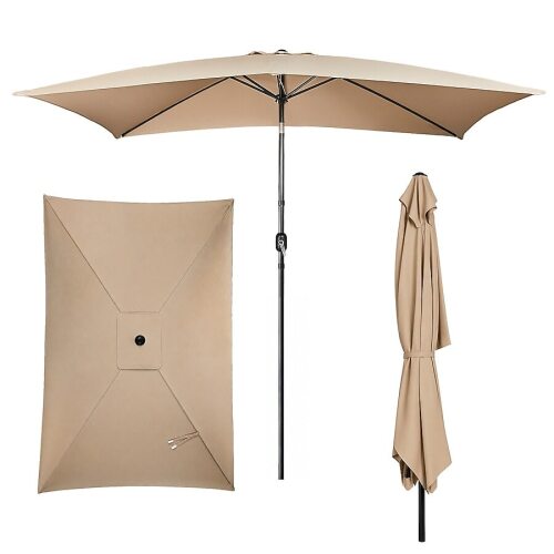 VINGLI 8.5FT Patio Umbrella with Push Button Tilt and Crank for Patio Deck Backyard Poolside Beige