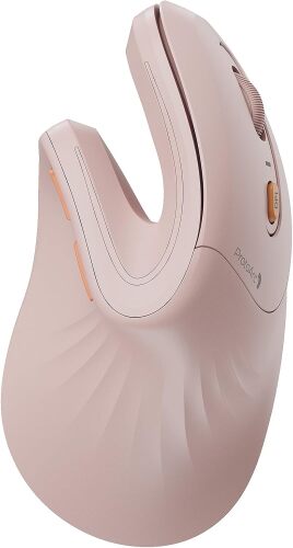 ProtoArc EM11 NL Wireless Ergonomic Vertical Mouse, Rechargeable, Pink Connects to 3 devices via Bluetooth/2.4G USB-A, with 500mAh USB-C charging, 1000/1600/2400 DPI, quiet clicks